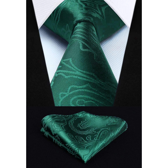 Костюмний комплект Enision для чоловіків: жилет, краватка та нагрудна хустинка з двобортною в'язкою жакард, темно-зелений (S)