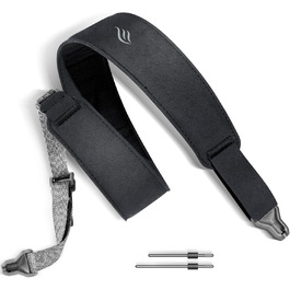 Магнітний ремінь для гітари, басу та укулеле ENYA – Швидке закриття, регулювання однією рукою, з імітацією шкіри, чорний