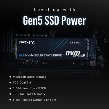 SSD PNY CS2150 2TB M.2 NVMe Black - Швидкий накопичувач для ПК
