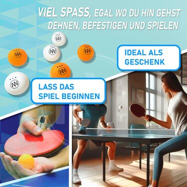 NIRBUN Table Tennis Set with Adjustable Net - Professional Table Tennis Paddles & 3-Star Ping Pong Balls - Portable Set for 2 Players