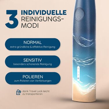 Електрична звукова зубна щітка happybrush® Eco Vibe 3 - Чорний колір - Набір з 4 насадок (Ocean) - Тестовий лідер - 100 днів тестування