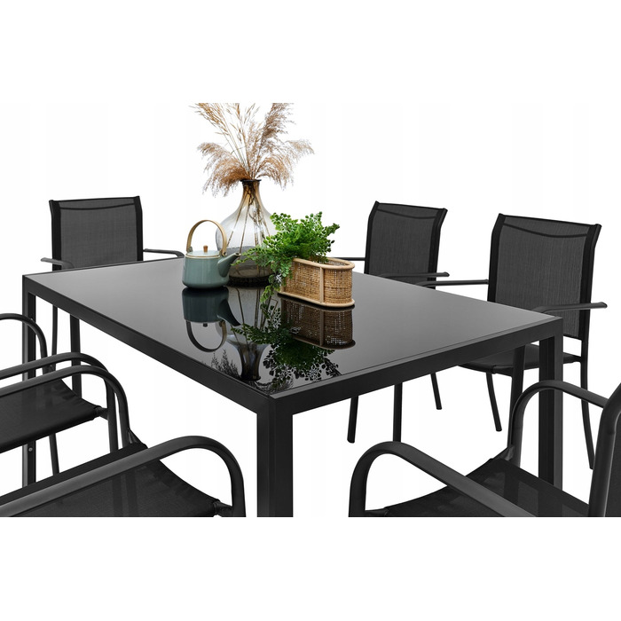 Обідній стіл та стільці MAT-COMPANY metal Table-150/6, чорний