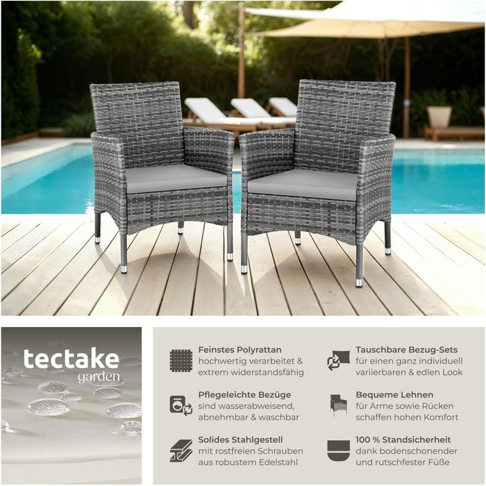 Tectake 2-Piece Poly Rattan Garden Chair Set