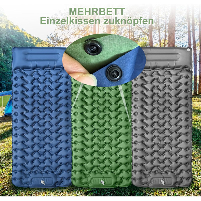 YOUXIU Self-Inflating Camping Mat - Lightweight, Waterproof Sleeping Pad with Foot Pump - Ideal for Hiking, Travel & Tent Use (Green)