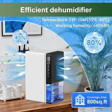 Електричний осушувач повітря 2700 мл з автоматичним вимкненням, таймером, нічним режимом та 7-кольоровим нічним світлом, портативний для дому, ванної кімнати, підвалу (600 мл/24 год)