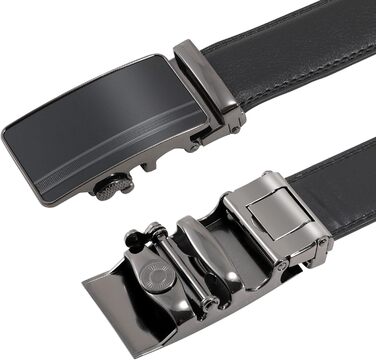 Чоловічий шкіряний ремінь WERFORU з автоматичною пряжкою, ширина 3.5 см, чорний, для штанів/джинсів, довжина 130 см (об'єм талії 90-110 см)