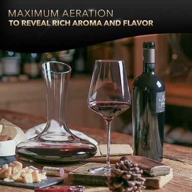 Le Chateau Decanter - Mouth-blown, lead-free crystal wine decanter - Wine decanter for aerating red wine - Wine accessory for a bottle of wine (750 ml)