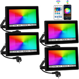 T-SUNUS LED Flood Light Outdoor 100W, Super Bright Outdoor Floodlight Cool White Spotlight IP66 Waterproof 11000LM for Driveway Garage Path Garden 2 Pack (4 Pack, Multicolor)