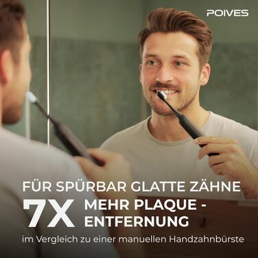 Електрична зубна щітка POIVES P1 Pro з датчиком тиску, 72 000 рухів, гарантія до 4 років, 111 днів без ризику, тривалий час роботи, колір: Midnight Blue