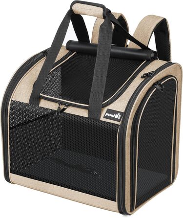 Плед-рюкзак для собак та котів Pecute, бежевий: переноска для тварин з вентиляцією, складаний