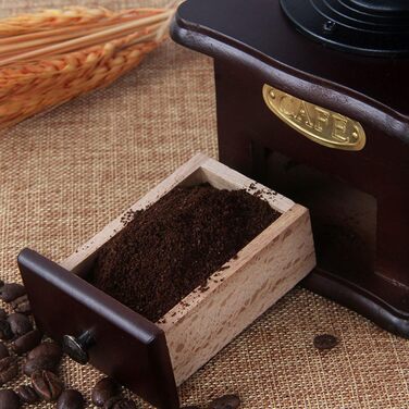 Manual Coffee Grinder, Antique Cast Iron Hand Crank Coffee Grinder with Grinding, Settings & Catch Drawer.