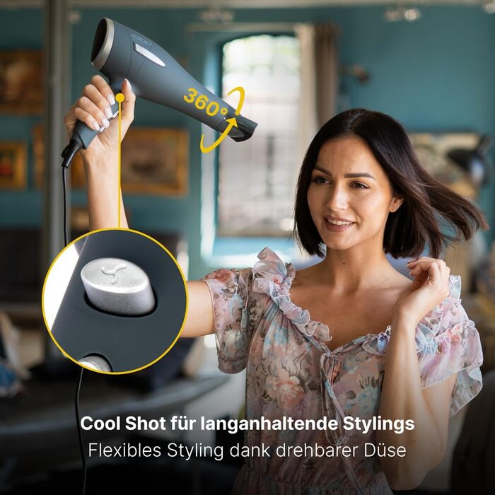 Фен Profi Care PC-HT 3045 сірий антрацит/срібло: 2200W, 3 режими, Cool Shot, насадка для укладки, 2 фільтри