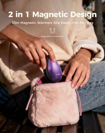 Електричні грілки для рук OCOOPA 2 шт. - стильні, у формі діаманта з магнітом, акумуляторні, для жінок, подарунок, Raynaud, піші прогулянки, кемпінг, лавандовий колір