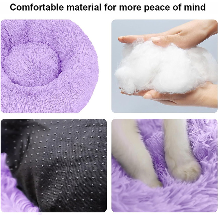 Кругле ліжко для котів та собак Nisrada, 60 см, рожеве, з неслизьким дном, для тварин, кошенят та цуценят