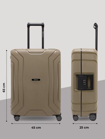 Набір валіз REDOLZ 3 шт. з жорстким корпусом | Система 3-х точкового замикання | З високоякісного поліпропілену | 4 подвійні колеса & TSA-замок | Для жінок та чоловіків (Essentials 15) (Колір: Бежевий, Розмір: M (65 см))