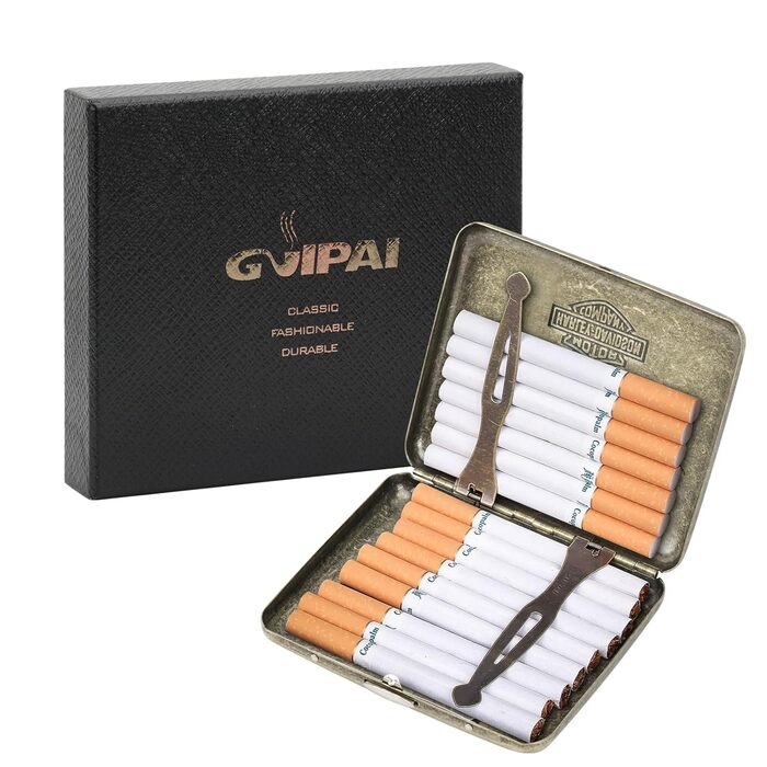 Металеве тютюнотримач на 20 сигарет, вінтажний дизайн, для чоловіків та жінок, з подарунковою коробкою