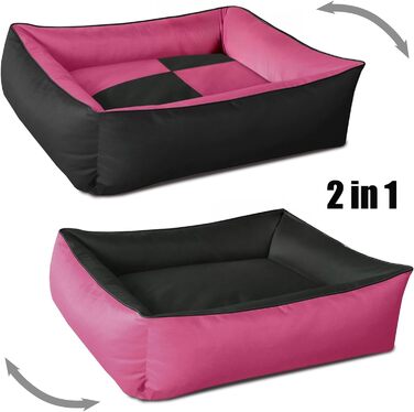 Hundebett 2в1 BedDog MAX Quattro, велике лежанка для собак з Cordura, миється, з бортиком, для дому та вулиці, XL, Rock-Flow, сіро-антрацит (CANDY (рожевий/чорний), L 100 x B 85 x H 23 см)