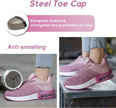 Легкі робочі черевики для чоловіків та жінок. Безпечні черевики з металевим носком, спортивного стилю, антиковзаючі, дихаючі. Робочі черевики (37 EU, фіолетовий)