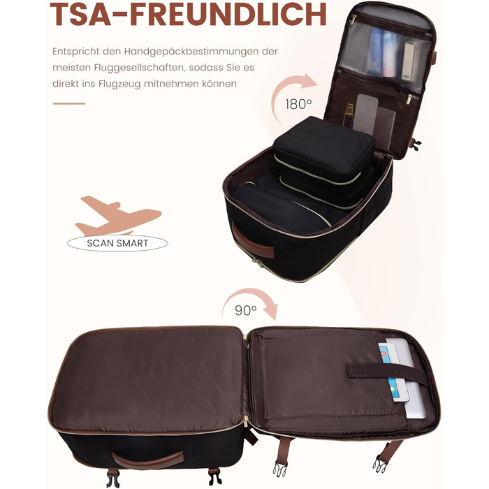 Рюкзак LOVEVOOK для подорожей: ручна поклажа, рюкзак для ноутбука, дамський рюкзак для роботи та бізнесу (18 дюймів, Бежевий, Чорний, Коричневий)