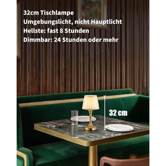 Акумуляторна настільна лампа LED з димером та сенсорним керуванням Bronze + Білий абажур для вітальні, спальні, ванної кімнати