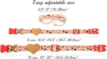 Нашийник для собак Pettsie з серцем та браслетом дружби, регульовані розміри S та M, комфортний дизайнерський льон, міцний та довговічний, чудовий подарунок для любителів собак (35,6 - 50,8 см (M), Червоний)