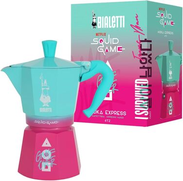 Кавоварка гейзерна Bialetti Moka Express Squid Game© на 3 чашки, алюміній, 130 мл