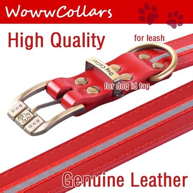 Відбиваючий повідок для собак, регульований, м'який, для малих, середніх та великих собак (довжина 46-56 см), червоний, розмір M