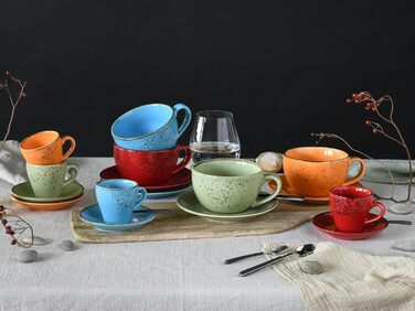 CreaTable Serie Nature Collection Набір посуду для 4 осіб (8 предметів) для кави капучино, кераміка, для мікрохвильовки та посудомийної машини
