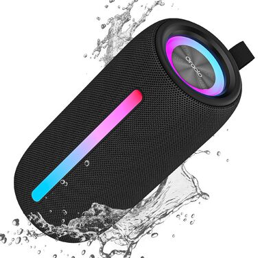 Портативна Bluetooth колонка Oraolo з RGB підсвіткою, водонепроникна IPX6, 10 год. роботи, для дому, велосипеда, вечірок - Чорна