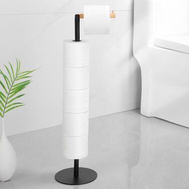 Тримач туалетного паперу YIGII без свердління, нержавіюча сталь, щітка, самоклеючий, для ванної кімнати та кухні (чорний)