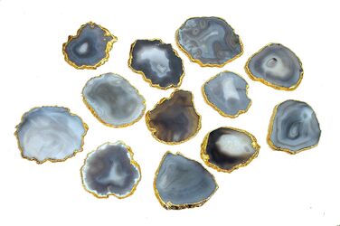 Natural agate coaster set, for bar, beer, coffee, tea, set of 4, perfect table accessory, tableware (natural gray)