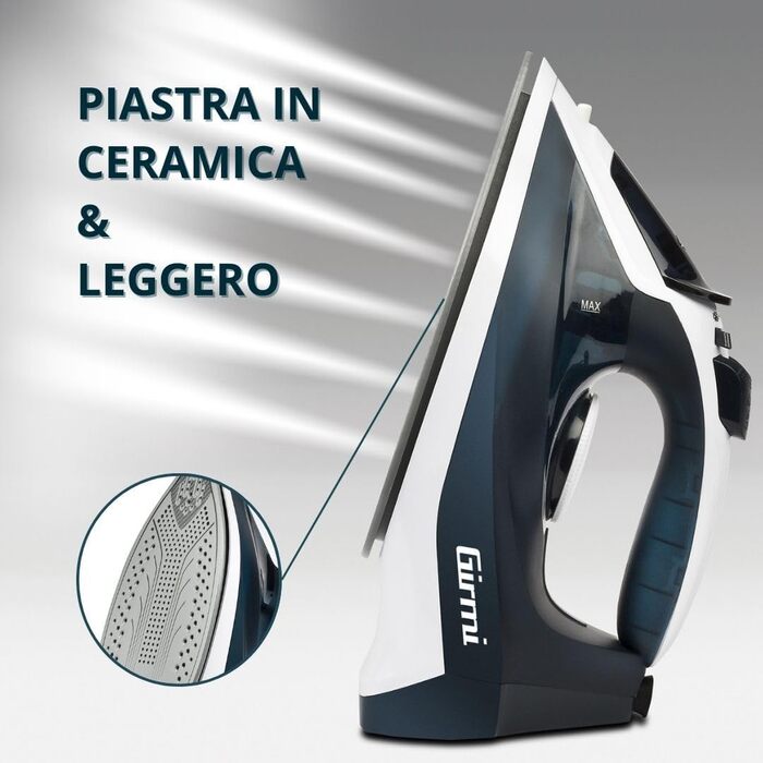 Праска Girmi ST6204 з парою: 2000W, резервуар 380мл, підошва INOX, самоочищення, вертикальне прасування