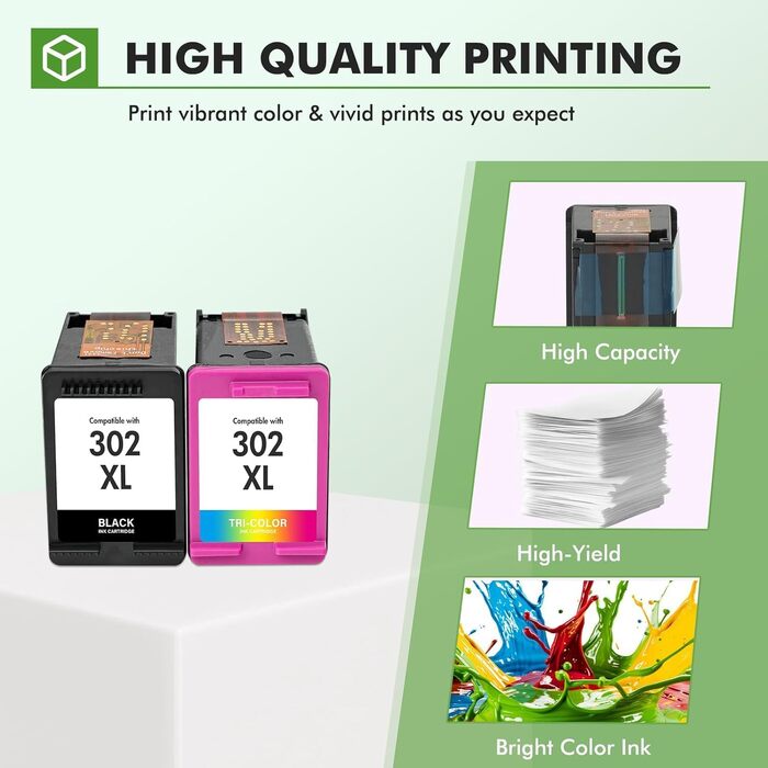 Комплект картриджів HP 302XL (чорний та кольоровий) для принтерів HP DeskJet 4520, 4525 — посилена ємність XL