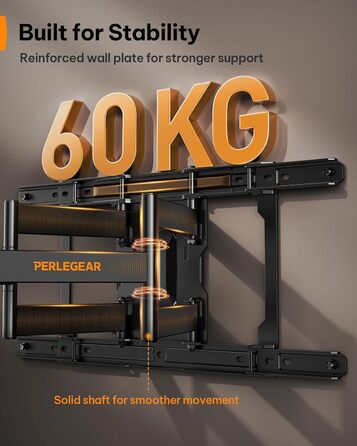 Настінне кріплення для телевізора Perlegear ультратонке, 42-90 дюймів, поворотне, VESA 600x400, до 60 кг