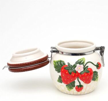 Aromadose/Cookie Jar/Storage Box with Strawberry Relief, size approx. 12.5 x 11.5 x 12.5 cm