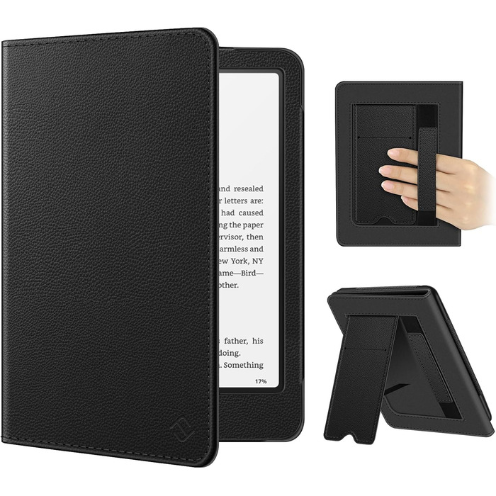 Чохол Fintie для Kindle Paperwhite 12-го покоління (2024/2025) та Kindle Colorsoft/Signature Edition, з підставкою, петлею та авто-сном, чорний