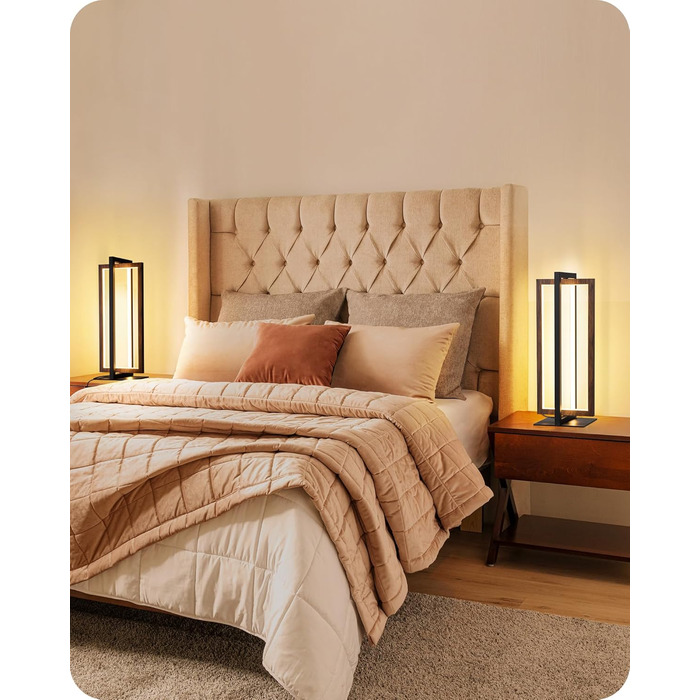 LED настільна лампа EDISHINE з дерева, торкання, регулювання яскравості та функція пам'яті, 3 колірні температури, 350 люмен, сучасна лампа для вітальні, офісу, подарунок (горіх, сучасний стиль)