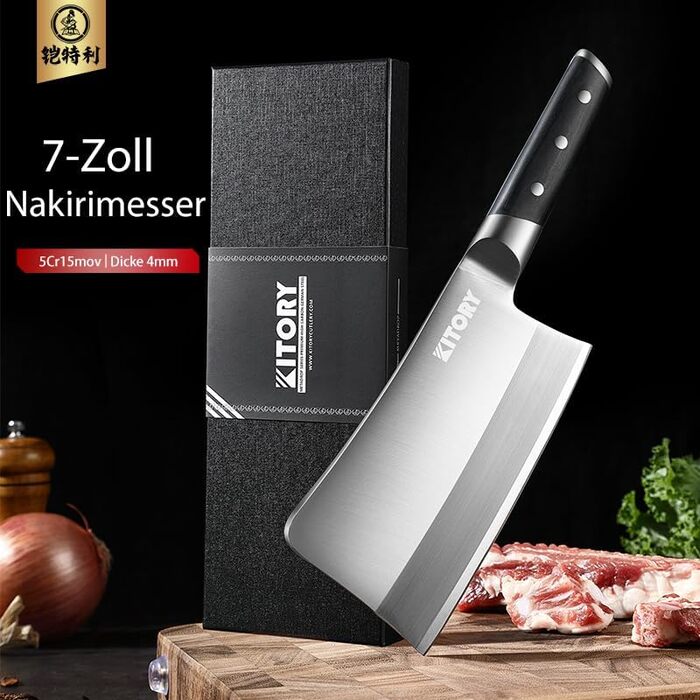 Kitory Hackmesser 18 см: кухонний ніж-сікач з високоякісної сталі, з ручкою з пакавуду (Mtd14de)