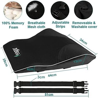 Подушка для спини Feagar Memory Foam - підтримка спини для офісного крісла та дивана | Ортопедична подушка для офісу та дому, чорна