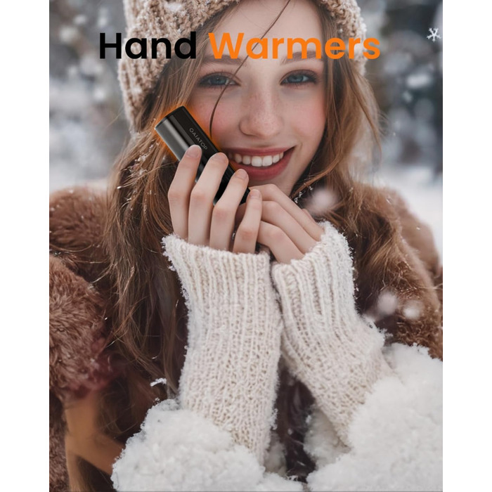 Електричний грієчка для рук Gaiatop 8000mAh з LED-ліхтариком, 2 шт. Магнітний, 3 температури, швидкий нагрів, для жінок, сім'ї, активного відпочинку, чорний
