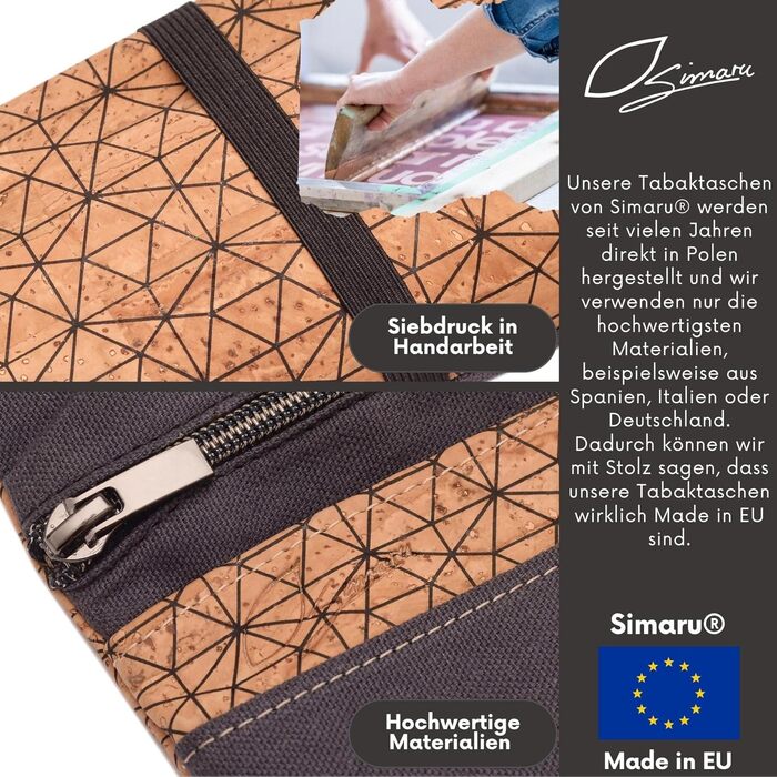 Табачна сумка SIMARU 'Metrisch' для 30 г, з відділеннями для фільтрів, паперу та запальнички, чохол для тютюну антрацит/бежевий для чоловіків і жінок