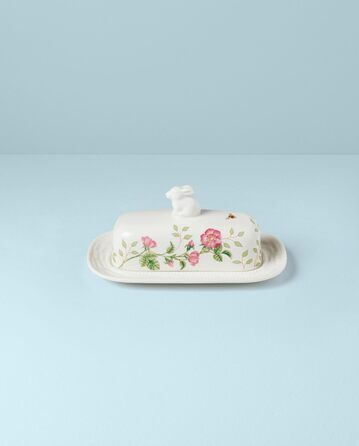Lenox 7907223 Butter dish with bunny design, porcelain, multicolored