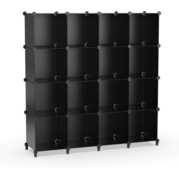Wardrobe, Portable Shelving System, Plastic Closet with 2 Hanging Rods, Bedroom Wardrobe Closet White (Black)