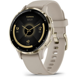 Розумний годинник Garmin Venu 3S 41mm – фітнес-трекер з AMOLED-дисплеєм, до 10 днів роботи від акумулятора, 30+ спортивних функцій, Bluetooth, Garmin Pay, режим для інвалідних візків, 41mm, French Gray/Softgold