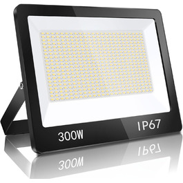 YIQIBRO LED Flood Light Outdoor, IP67 Waterproof Floodlight, 10000LM 6500K Cool White Super Bright LED Spotlight Outdoor Floodlight for Warehouse, Garden, Garage, Yard, Parking Lot (300W)