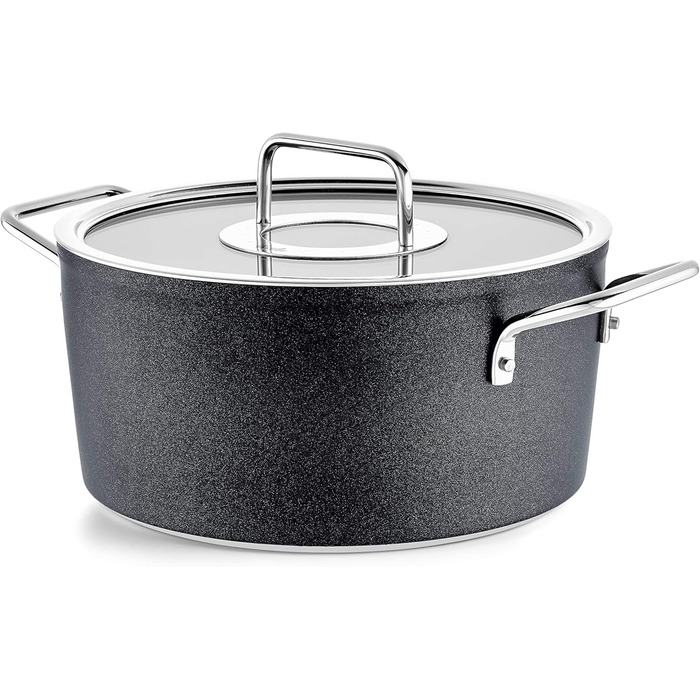 Каструля Fissler Adamant/Aluminium (24 см, 4.9 л) з кришкою з термостійкого скла, антипригарне покриття, для індукційних плит