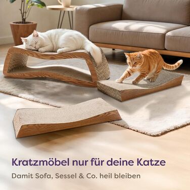 Кігтеточка для котів 3 в 1 XXL 75 см – міцна картонна поверхня для догляду за кігтями – до 2 років використання – економія місця – захист диванів та меблів (Mountain) (Білий) (Коричневий)