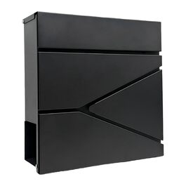 Поштовий ящик Relaxdays з газетницею, чорний, DIN C4, 37x37x11 см, вологостійкий, 4 ключі