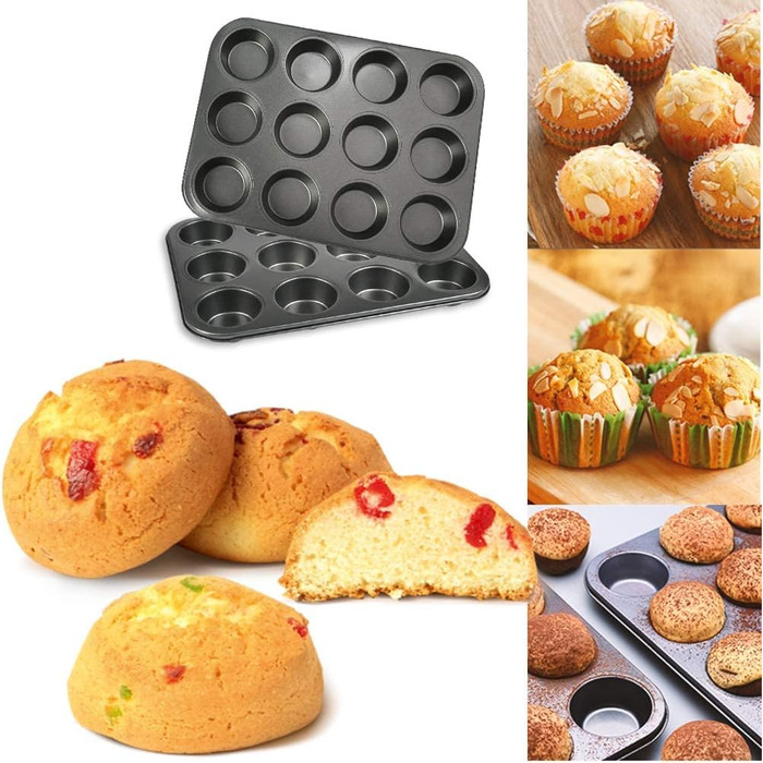 2-piece muffin tin for 12 muffins, muffin pan, baking sheet for muffins, muffin baking pan for 12 muffins, cupcakes and small cakes