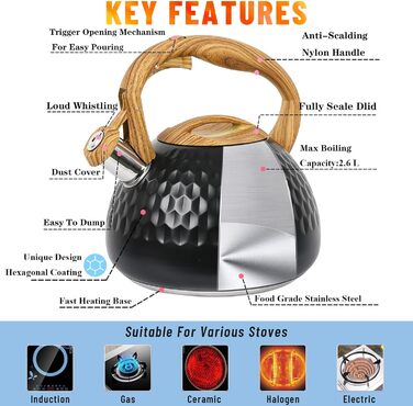 Чайник-свисток Teekessel з нержавіючої сталі, для всіх типів плит